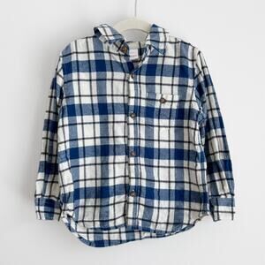 Hanna Andersson Plaid Flannel Shirt in Size 3T Blue White